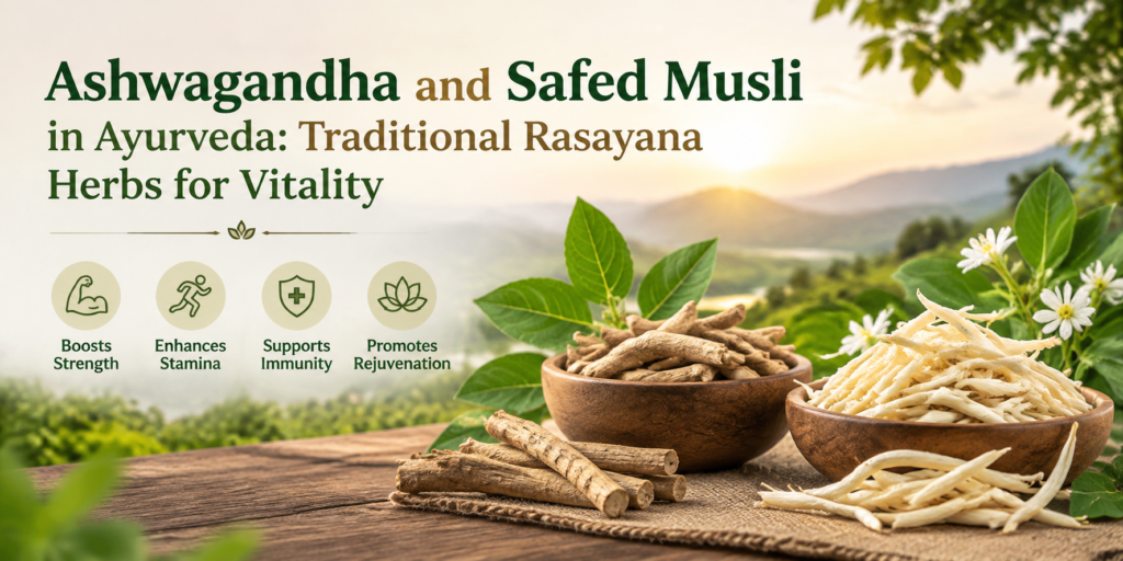 Ashwagandha and Safed Musli in Ayurveda: Traditional Rasayana Herbs for Vitality