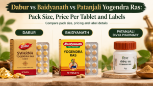 Dabur vs Baidyanath vs Patanjali Yogendra Ras: Pack Size, Price Per Tablet and Labels